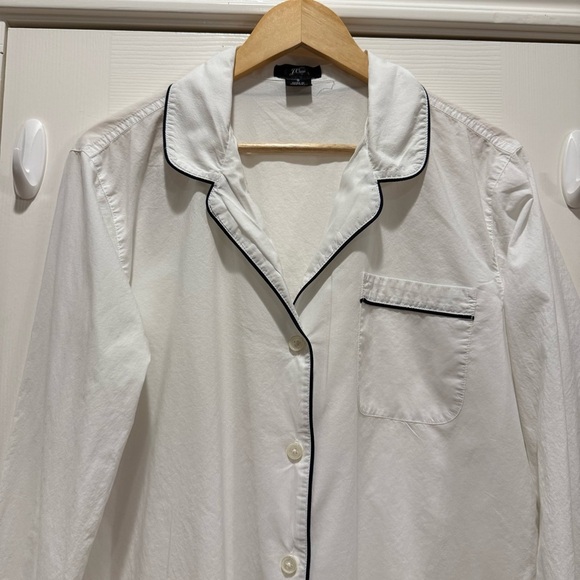 J Crew End-on-end Cotton Nightshirt Women’s Small Pajamas White Blue Loungewear - Picture 4 of 12